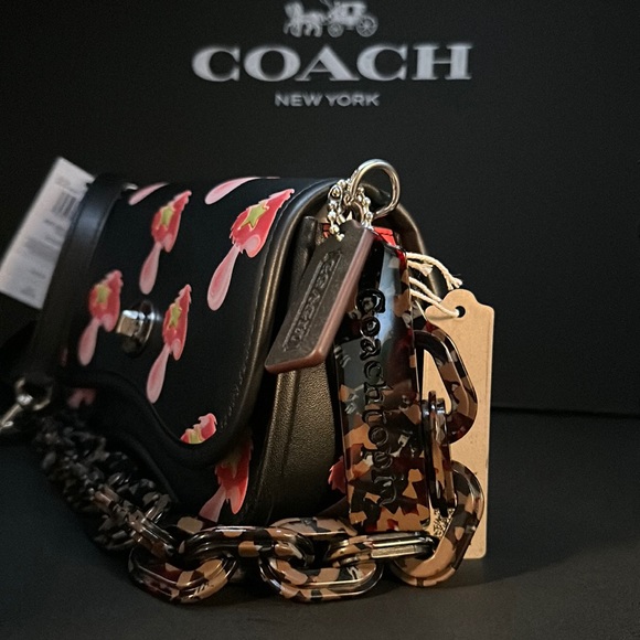 Coachtopia Wavy Dinky Leather Mushroom Print Chain Crossbody Purse Coach - Picture 10 of 16